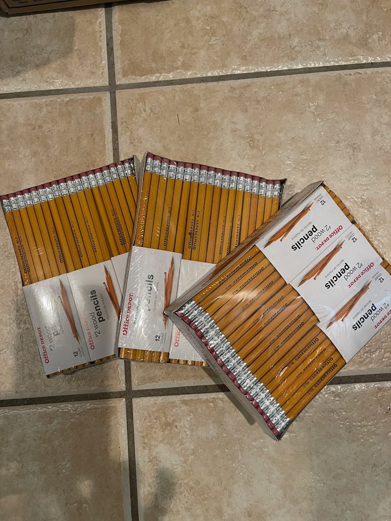 welcome back to school - a box of unopened pencils