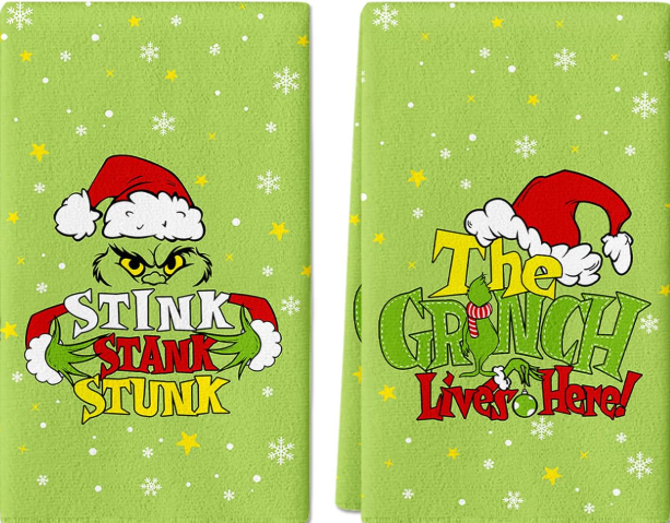 Grinch bathroom hand towels