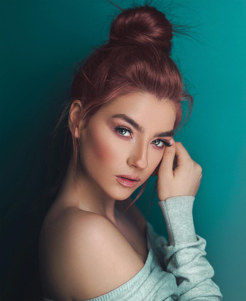 White female model after using a hydrating skincare product