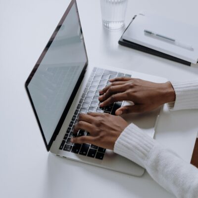 30 day blog challenge (my dream job)- an image of hands on a laptop, blogging