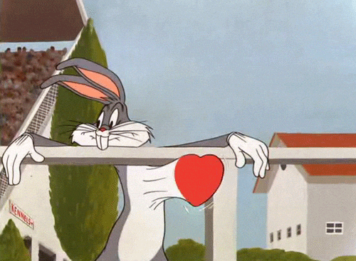 good morning texts - bugs bunny heart beating out of his chest
