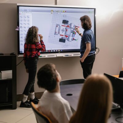 best supplies for teachers - a 21st century classroom with a smartboard in it