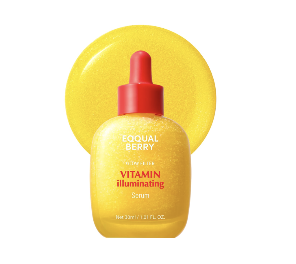 Bright yellow illuminating vitamin serum with red dropper used for skin brightening and dark spot correction, often used in routines to help lighten dark underarms and improve skin glow.