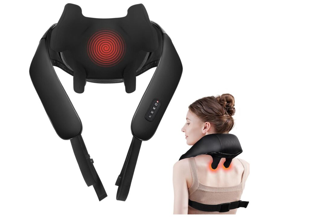 Cordless Neck & Back Massager with Heat – Deep Tissue, Rechargeable, 6D Kneading