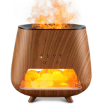 200ml Essential Oil Diffuser with Himalayan Salt – Cool Mist Humidifier, Flame-Effect Night Light, Auto-Off