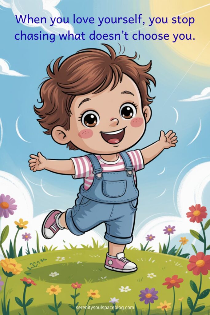 cute picture quote - a young boy playing outdoors in the sun and a field of flowers (cartoon image)